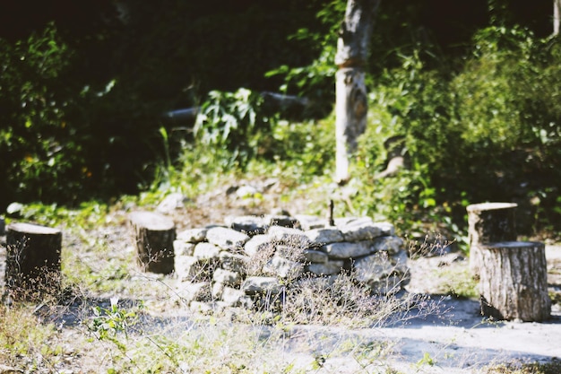 Defocused Photo of Old Stone Well Photo