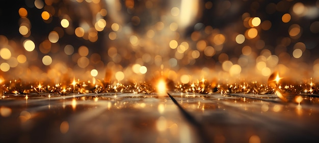 Расфокусированные лучи праздничного блеска золота и серебра Боке Рождественское сияние