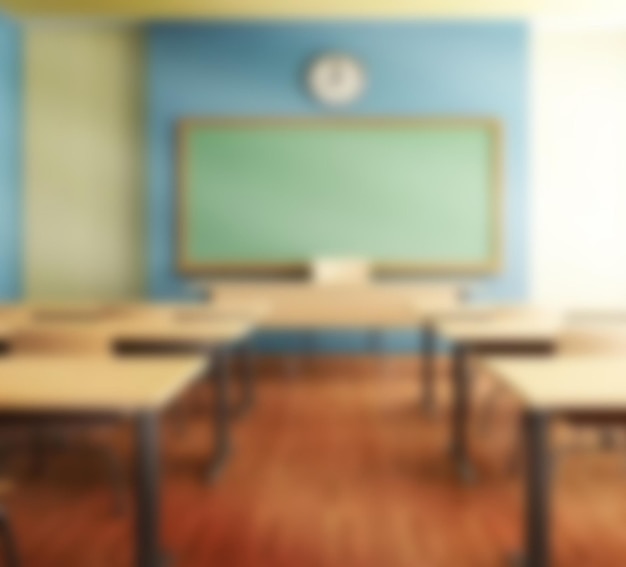 Photo defocused school class with chairs and blackboard, school concept