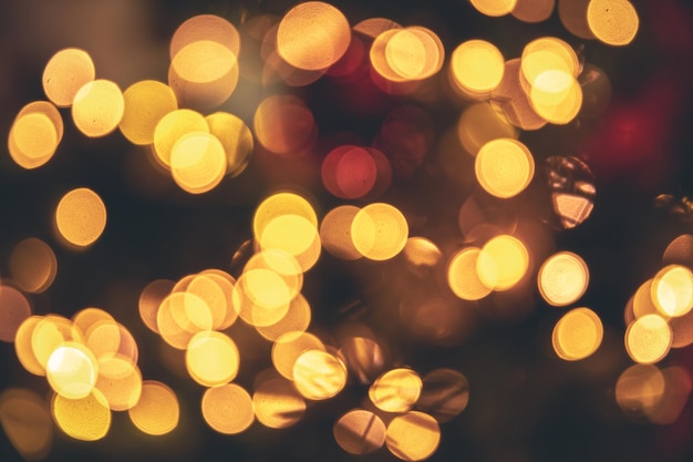 Photo defocused shiny garland lights winter holiday greeting card background