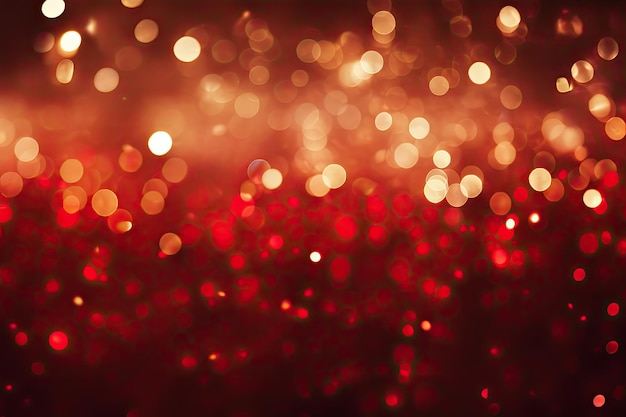 Расфокусированные винтажные огни с красным блестящим фоном