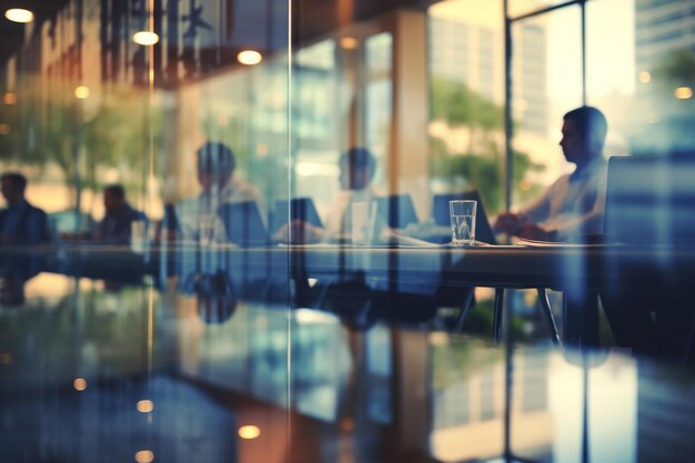 defocussed image of business people during a meeting