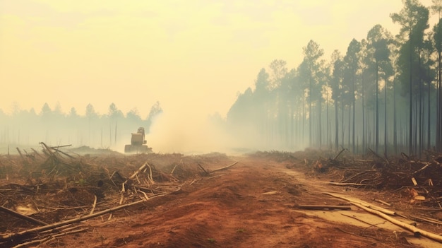 Deforestation concept tree conservation problem Fires in nature a sign of global warming