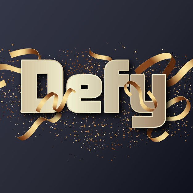 Defy Text effect Gold JPG attractive background card photo