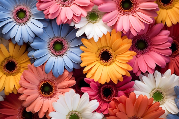 Foto dekoratieve kleurrijke madeliefjesbloemen op een achtergrond