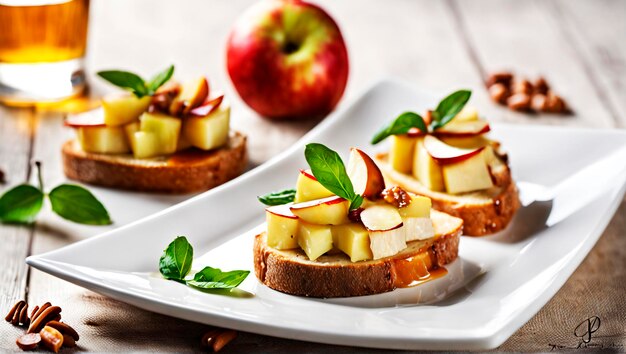 Delectable Apple Brie and Honey Bruschetta