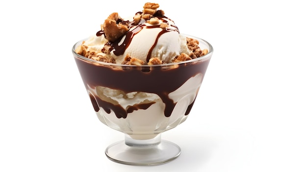 Delectable chocolate sundae with nuts