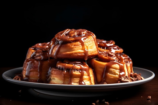 Delectable Cinnamon Rolls on a White Plate