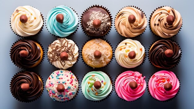 Delectable Cupcakes Tempting TopDown View of Delicious Treats