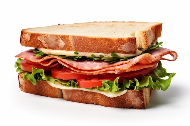 Delectable Delight Isolated Sandwich on White Background