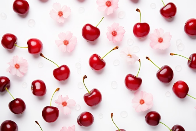 A Delectable Display Cherryinspired Creative Layout on a White Backdrop