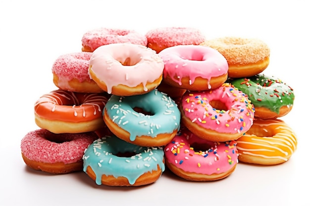 Delectable Donuts Tempting Treats on a White Background