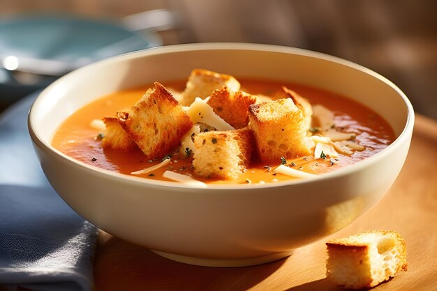 Delectable lobster bisque with croutons French style Generative AI
