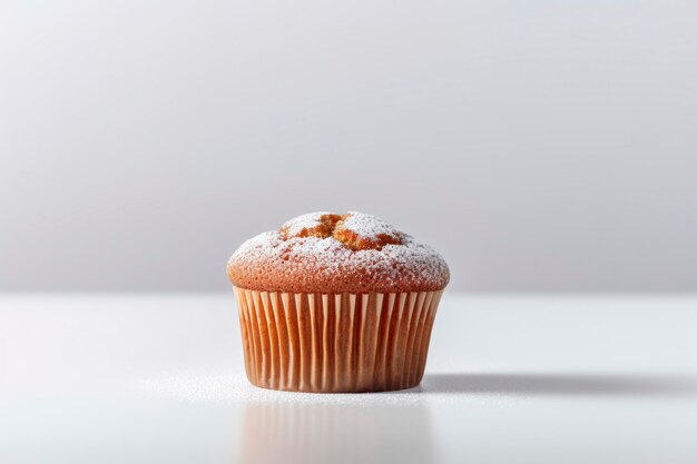 Photo delectable muffin dessert isolated on white beautifully presented on a rustic backdrop exuding warmth