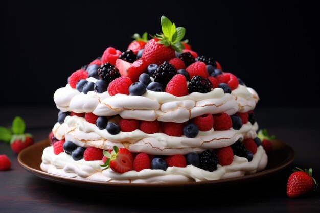 Delectable Pavlova cake berries Generate Ai