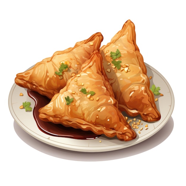 A delectable Samosa Clipart showcasing goldenbrown crust and tantalizing savory filling ideal for