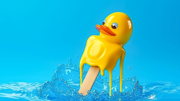 A delectable scoop of ice cream adorned with a cute yellow duck