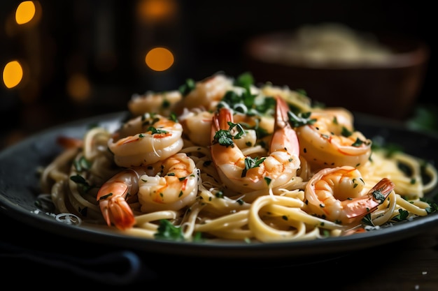 A delectable shrimp scampi pasta