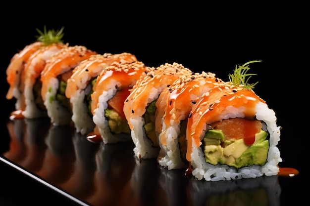 Delectable Sushi Roll Salmon Infused with Cheesy Goodness Fish and a Tangy Wasabi Kick in Perfect