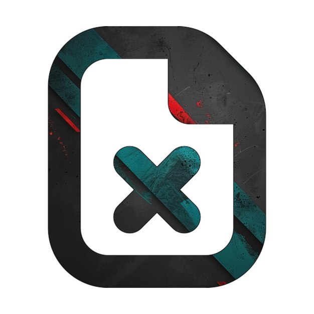 delete document icon diagonal black green red