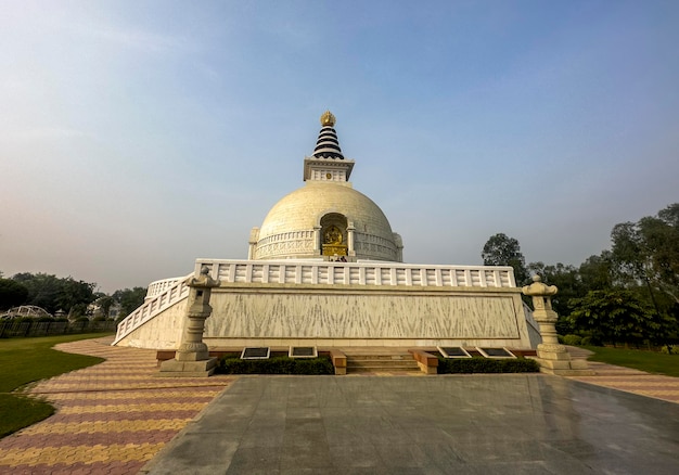 Delhi India 26 Sep 2022 View of the Vishwa Shanti Stupa known as World Peace Pagoda Indraprastha Park in New Delhi