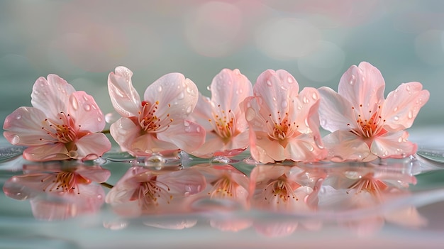 Delicaat kersenbloesemdecor roze flora die de voorjaarsstemming versterkt