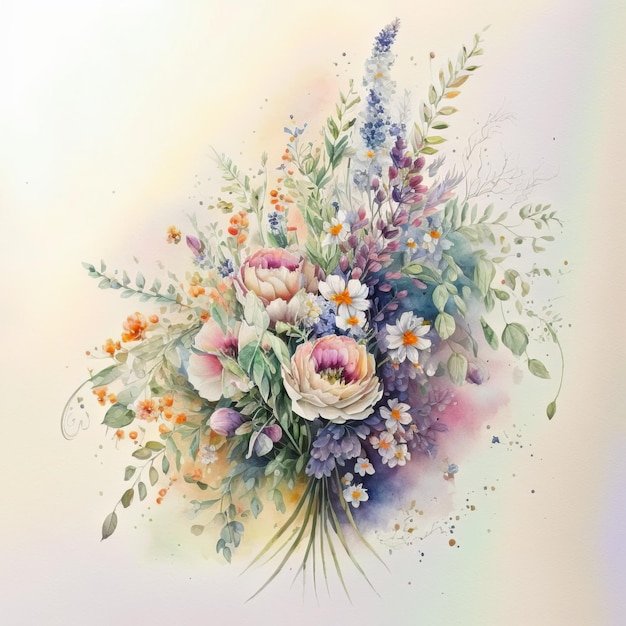 Delicate aquarel bloemen achtergrond perfect voor huwelijksuitnodigingen, scrapbooking, branding, verpakking