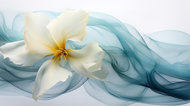 Photo delicate background with transparent xray turquoise blue flowers on a white background