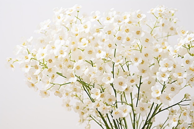 Delicate Beauty CloseUp of White Gypsophila Isolated on a White Background