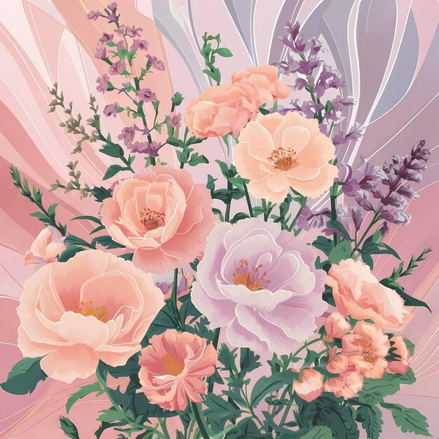 Foto delicate beauty vector blossoms in pastel harmony