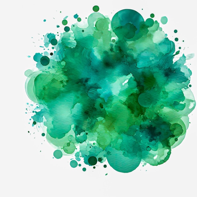 Photo a delicate blend of abstract green watercolor graces the pristine white background