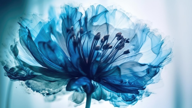 Delicate Blue Floral Background with Abstract Botanical Elements