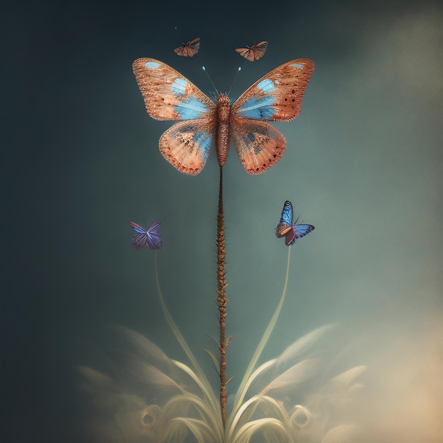 delicate butterfly in a floral background