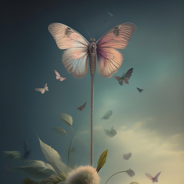 delicate butterfly in a floral background
