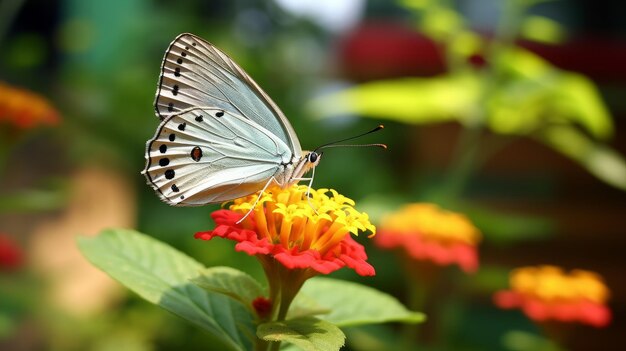 AI が生成した花の上の繊細な蝶のクローズアップ