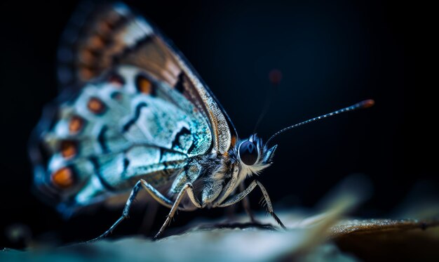 A Delicate Butterfly on a Vibrant Leaf A close up of a butterfly on a leaf