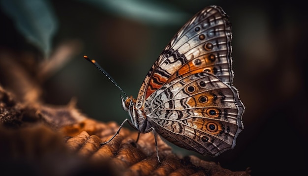 The delicate butterfly vibrant wings showcase nature stunning beauty generated by AI