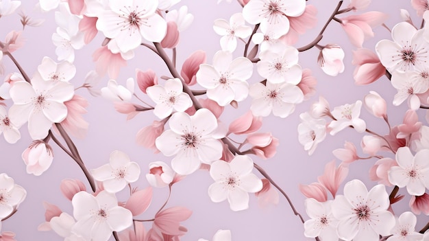 Нежный цветочный узор вишневого цвета с нежно-розовыми и белыми цветами
