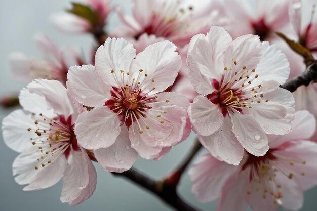 柔らかい桜の花と露の滴