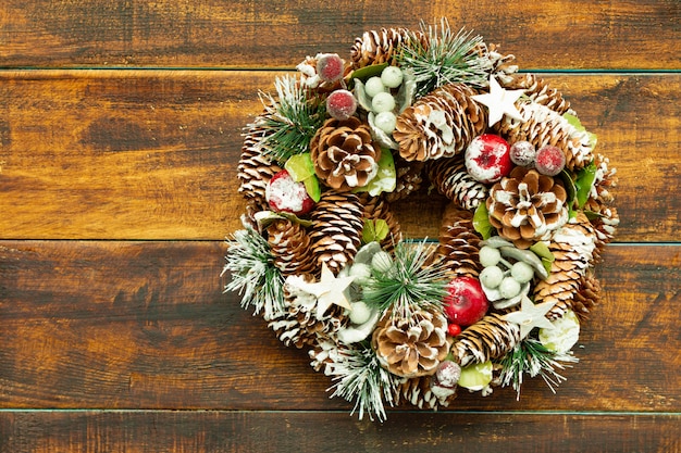 Delicate Christmas wreath of pine cones