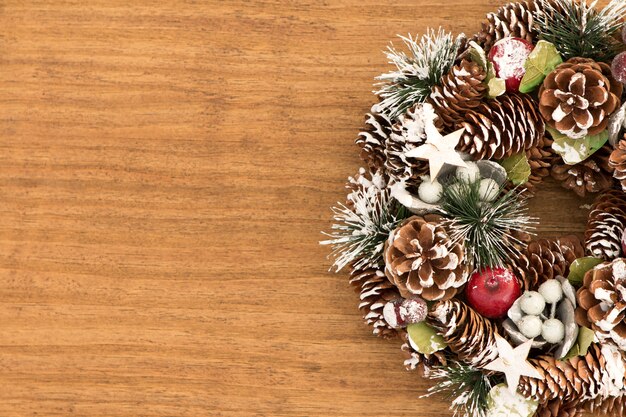 Delicate Christmas wreath of pine cones  