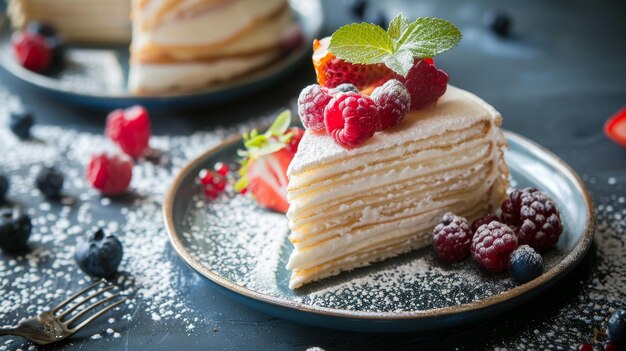 Delicate Crepe Cake Slice Presentatie