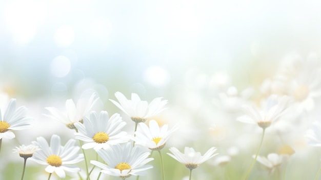 Delicate daisies on a white background with bokeh
