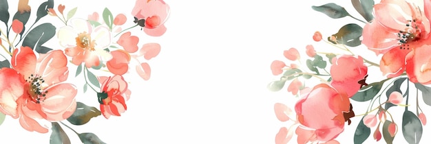 Photo delicate floral frame on white background generative ai