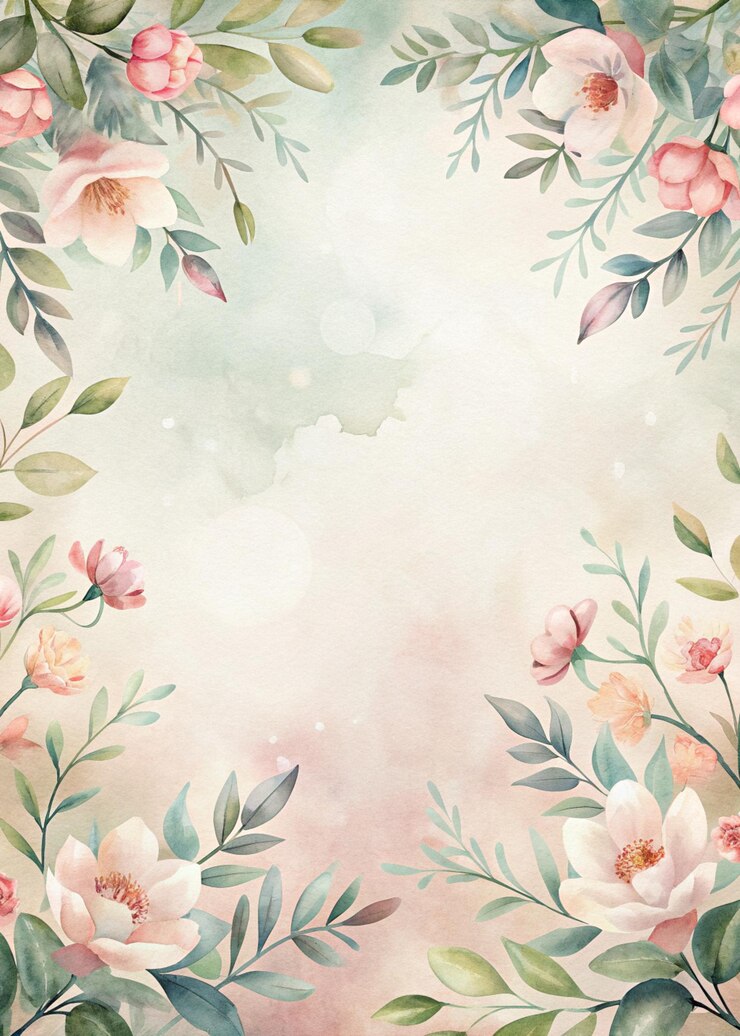 Photo delicate floral pattern with soft pastel colors on light textured background watercolor style