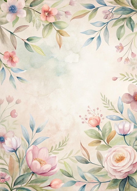 delicate floral pattern with soft pastel colors on light textured background watercolor style