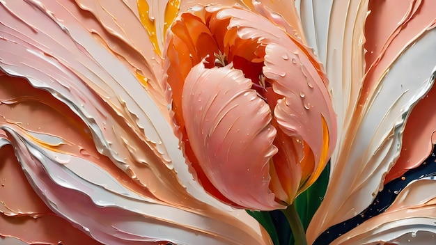 нежный цветок пастельного персикового цвета, окрашенный в масляную краску