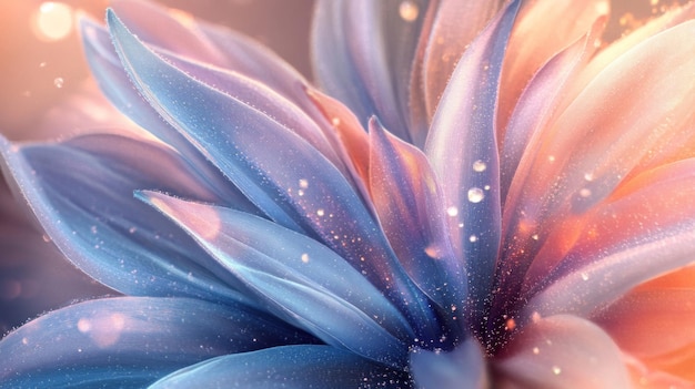 delicate flower petals shimmering with pastel hues