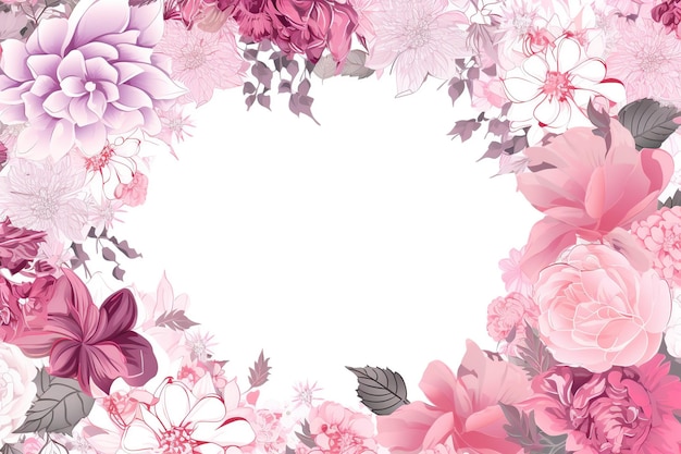 Delicate flowers on a white background space for writing inside floral background flowering spring natural beauty Flat lay top view copy space generative ai