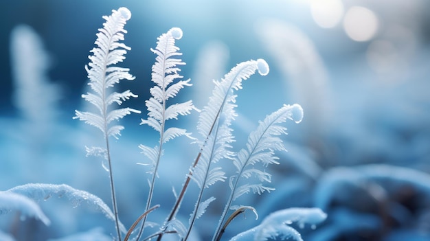 Delicate Fronds Transformed by Frost AI Generated